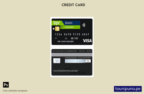 lista para imprimir plantilla de tarjeta de visa corporativa de Ruanda BPR Bank