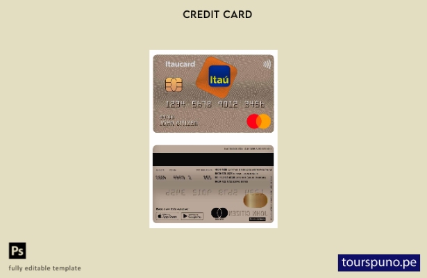 lista para imprimir plantilla de tarjeta maestra del Banco Itaú de Brasil