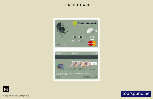 lista para imprimir plantilla de tarjeta maestra del banco Andorra Credit Andorr