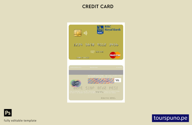 lista para imprimir plantilla de tarjeta mastercard RBC Royal Bank de Trinidad y