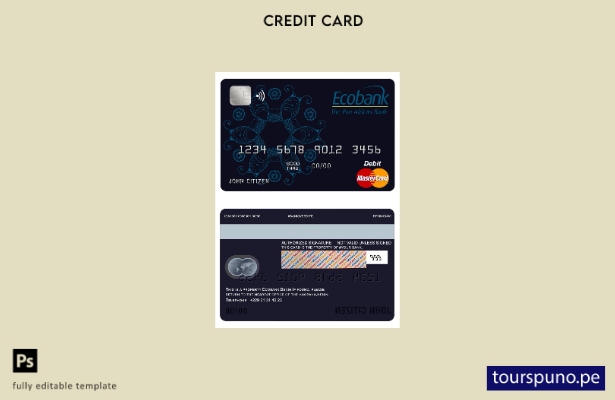 lista para imprimir plantilla de tarjeta mastercard de Benin Ecobank