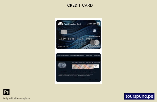 lista para imprimir plantilla de tarjeta mastercard de Hawaii United Credit