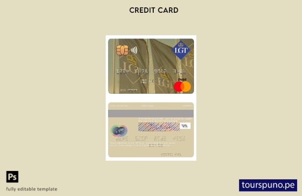 lista para imprimir plantilla de tarjeta mastercard de Liechtenstein LGT Bank