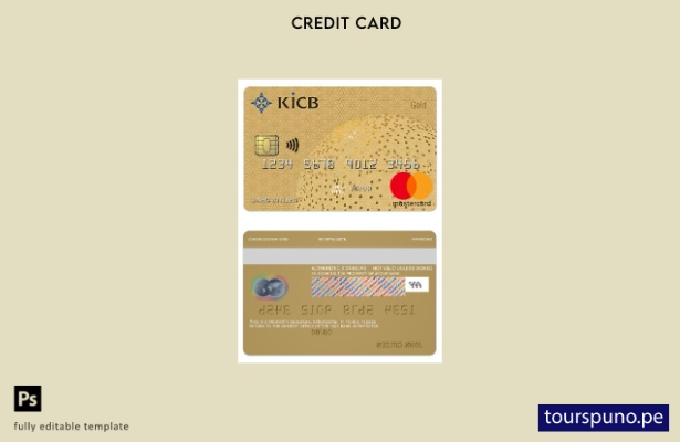 lista para imprimir plantilla de tarjeta mastercard dorada de Kirguistán KICB Ba