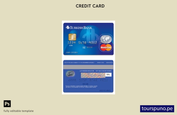 lista para imprimir plantilla de tarjeta mastercard estándar de TurkishBank de T