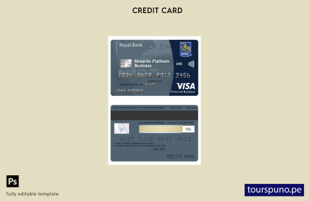lista para imprimir plantilla de tarjeta platino comercial visa del Royal Bank d