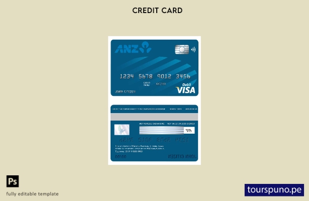 lista para imprimir plantilla de tarjeta visa bancaria Australia ANZ