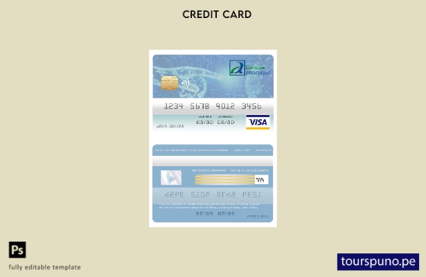lista para imprimir plantilla de tarjeta visa bancaria de Benin Atlantique