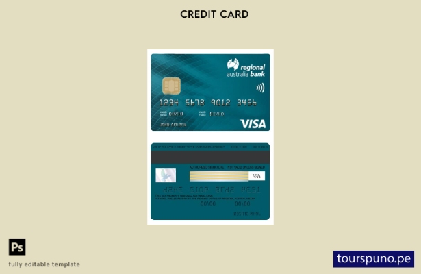 lista para imprimir plantilla de tarjeta visa de banco regional de Australia