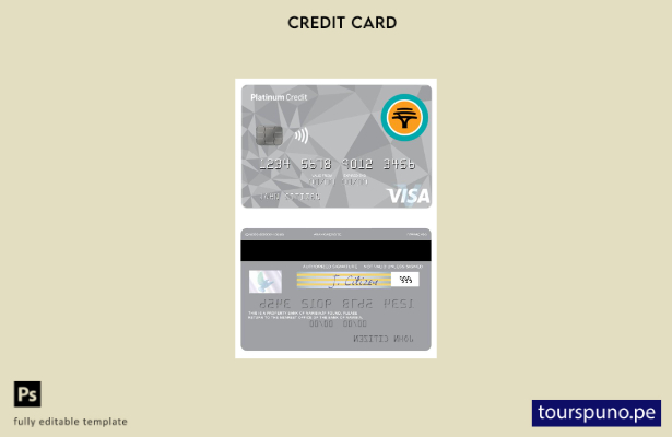 lista para imprimir plantilla de tarjeta visa de crédito platino del First Natio
