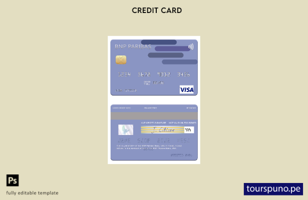 lista para imprimir plantilla de tarjeta visa del BNP Paribas Bank de EE. UU.