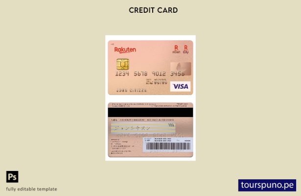 lista para imprimir plantilla de tarjeta visa del Banco Rakuten de Japón
