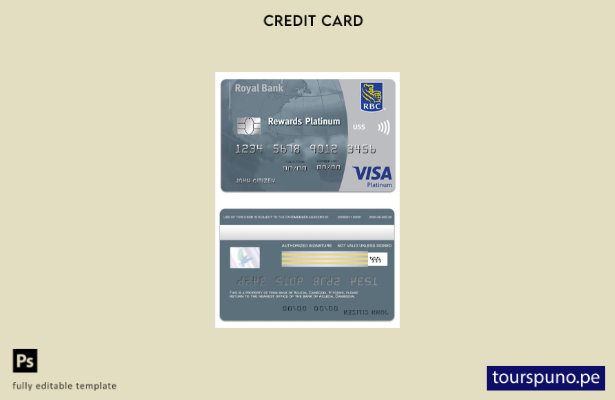 lista para imprimir plantilla de tarjeta visa platino de Barbados Royal Bank