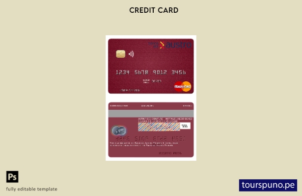 lista para imprimir plantilla mastercard Ecuador Banco del Austro