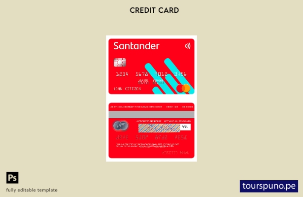 lista para imprimir plantilla mastercard del Banco Santander de EE. UU.