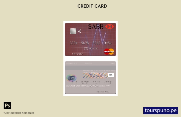listo para imprimir Arabia Saudita La plantilla mastercard del Saudi British Ban
