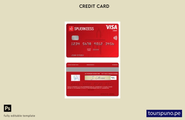 listo para imprimir Luxemburgo Plantilla de tarjeta de débito visa Spuerkeess Ba