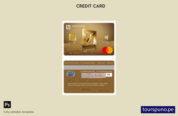 listo para imprimir la plantilla de mastercard dorada del Deutsche Bank de Alema