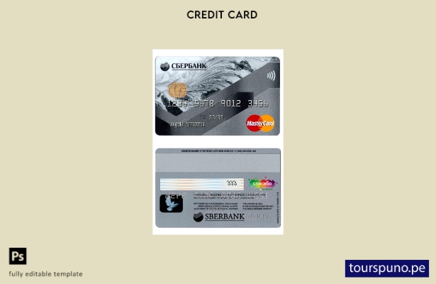 listo para imprimir plantilla de mastercard de Sberbank de Rusia