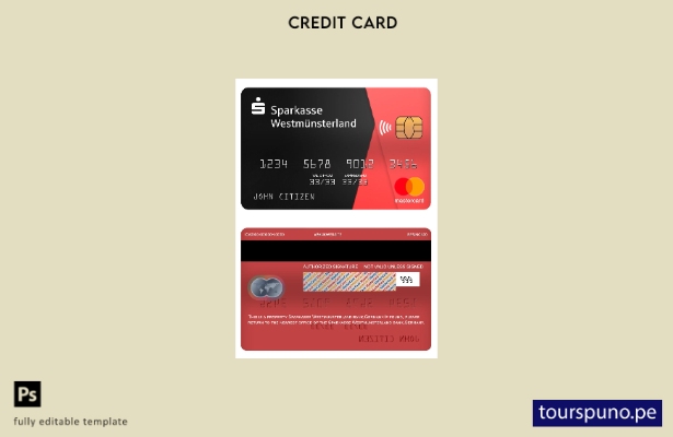 listo para imprimir plantilla de mastercard del banco Sparkasse Westmunsterland