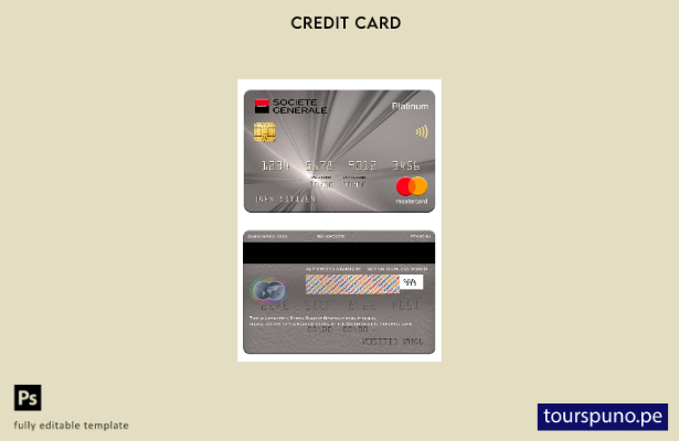 listo para imprimir plantilla de mastercard platino del banco Serbia Societe Gen