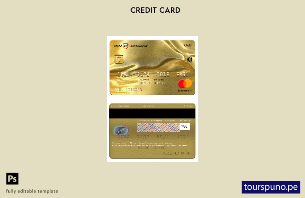 listo para imprimir plantilla de oro mastercard del banco Rumania Banca Transilv