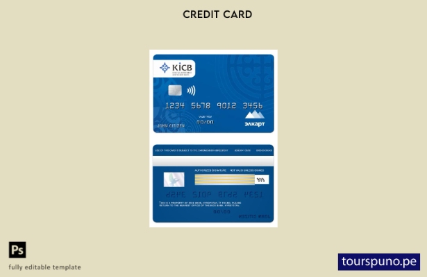 listo para imprimir plantilla de tarjeta Elcard de Kirguistán KICB Bank