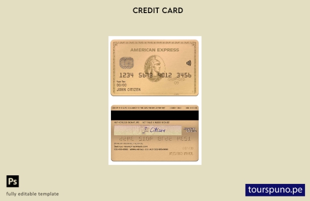 listo para imprimir plantilla de tarjeta amex gold de USA MOVO bank