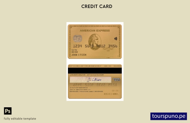 listo para imprimir plantilla de tarjeta amex gold del banco USA Texas Point Cre