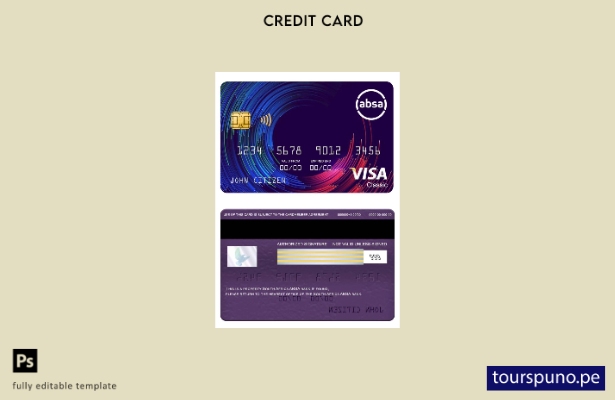 listo para imprimir plantilla de tarjeta clásica de visa bancaria ABSA de Sudáfr