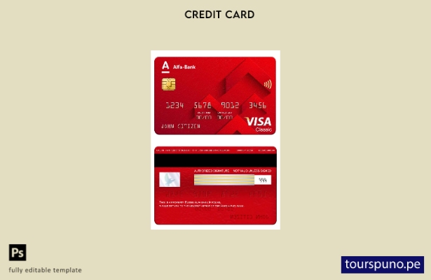 listo para imprimir plantilla de tarjeta clásica de visa bancaria Alfa de Rusia