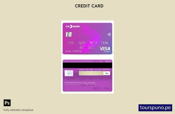 listo para imprimir plantilla de tarjeta clásica de visa bancaria CIH de Marruec