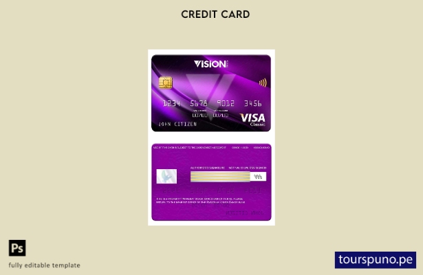 listo para imprimir plantilla de tarjeta clásica visa bancaria Paraguay Vision B