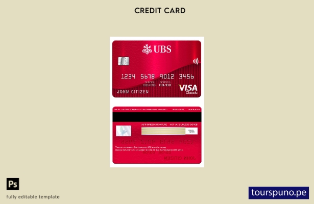 listo para imprimir plantilla de tarjeta clásica visa bancaria Suiza UBS