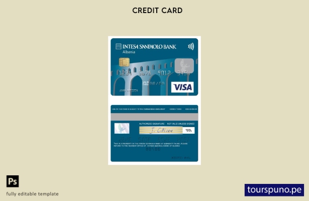listo para imprimir plantilla de tarjeta de débito visa Albania Intesa Sanpaolo