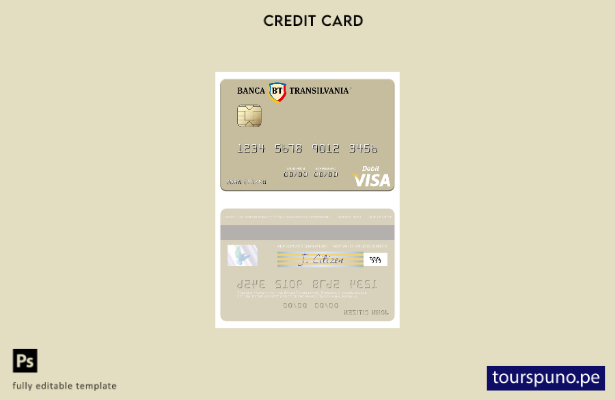 listo para imprimir plantilla de tarjeta de débito visa Rumania Banca Transilvan