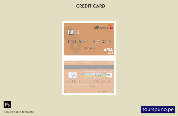 listo para imprimir plantilla de tarjeta de débito visa Siria Al Baraka Bank