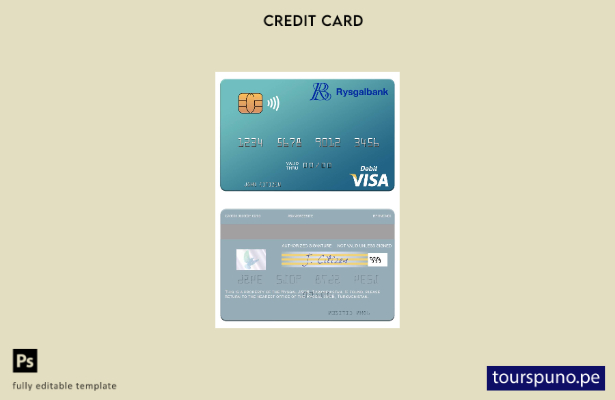 listo para imprimir plantilla de tarjeta de débito visa Turkmenistán Rysgal JSCB