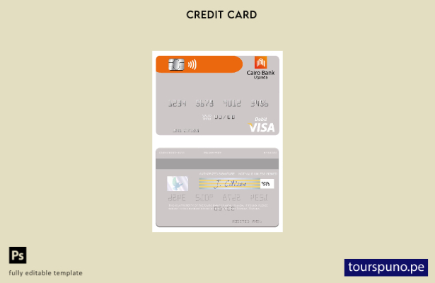 listo para imprimir plantilla de tarjeta de débito visa Uganda Cairo Bank Uganda