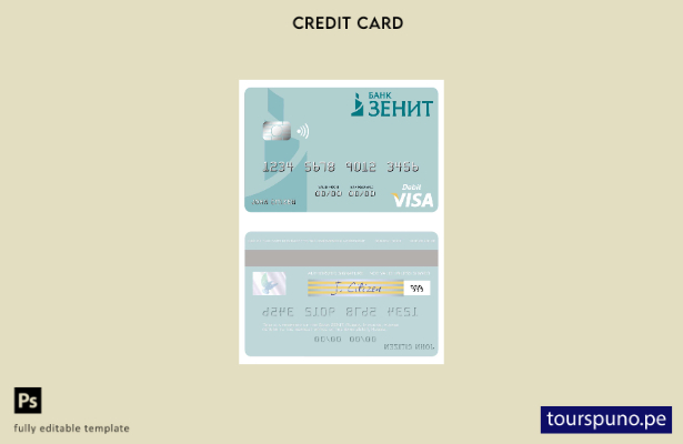 listo para imprimir plantilla de tarjeta de débito visa ZENIT del Banco de Rusia