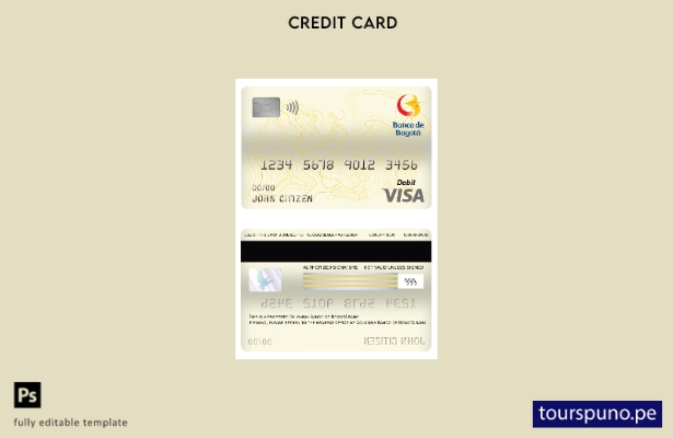 listo para imprimir plantilla de tarjeta de débito visa bancaria Colombia Banco