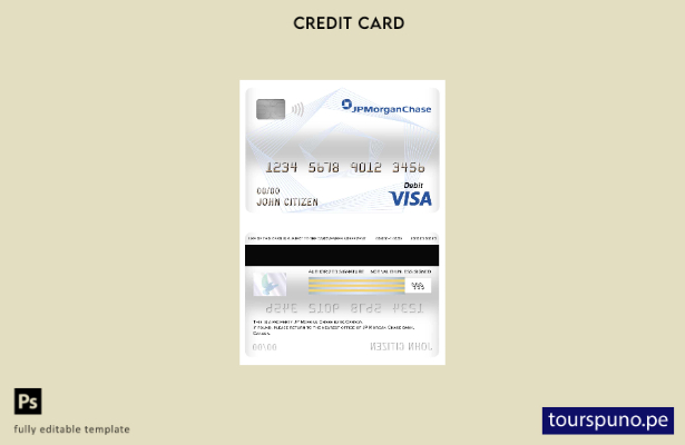 listo para imprimir plantilla de tarjeta de débito visa bancaria JP Morgan Chase