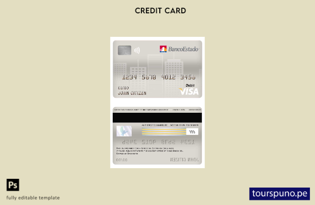 listo para imprimir plantilla de tarjeta de débito visa bancaria del Banco del E