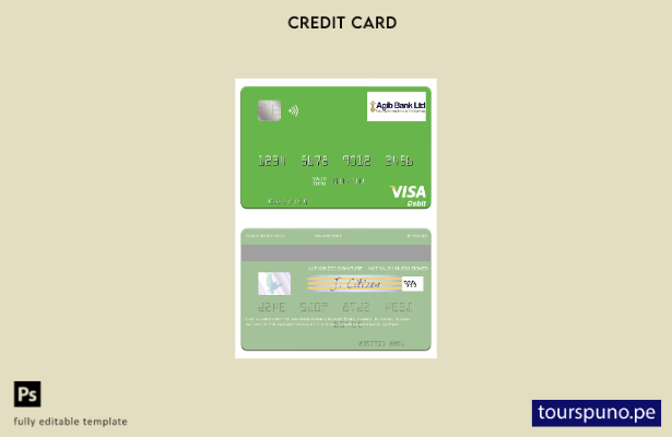 listo para imprimir plantilla de tarjeta de débito visa del Banco Islámico de Ga