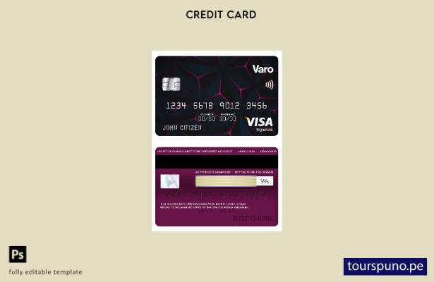 listo para imprimir plantilla de tarjeta de firma de visa bancaria Varo de Calif