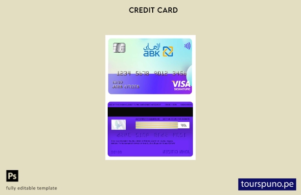 listo para imprimir plantilla de tarjeta de firma de visa del banco Egipto Al Ah