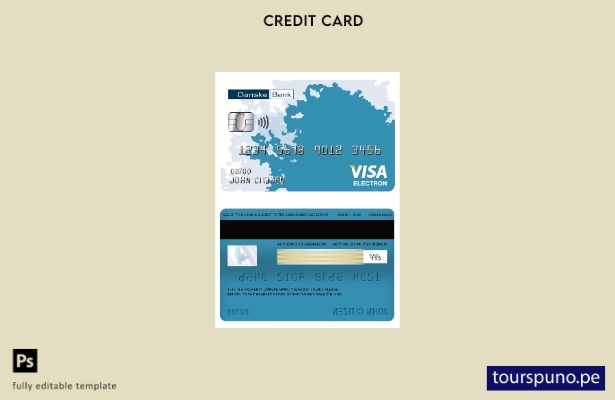 listo para imprimir plantilla de tarjeta electrónica de visa del banco Danske de