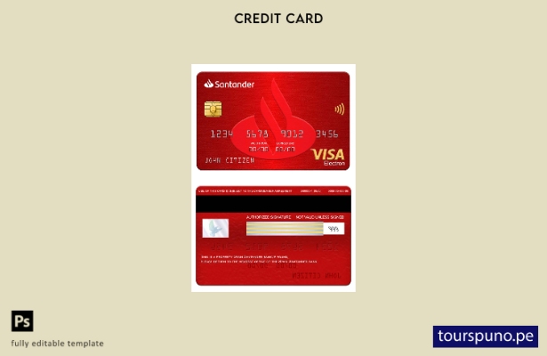listo para imprimir plantilla de tarjeta electrónica visa Banco Santander España