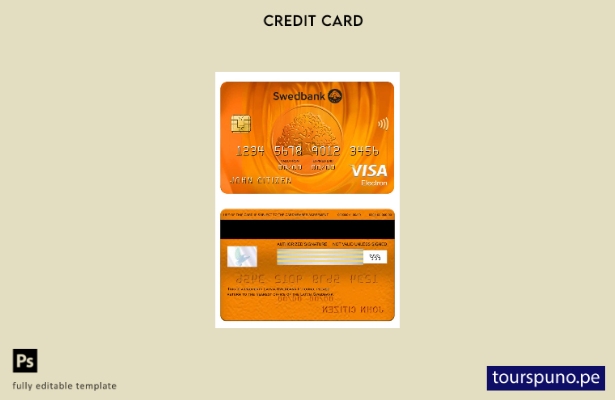 listo para imprimir plantilla de tarjeta electrónica visa Swedbank de Letonia