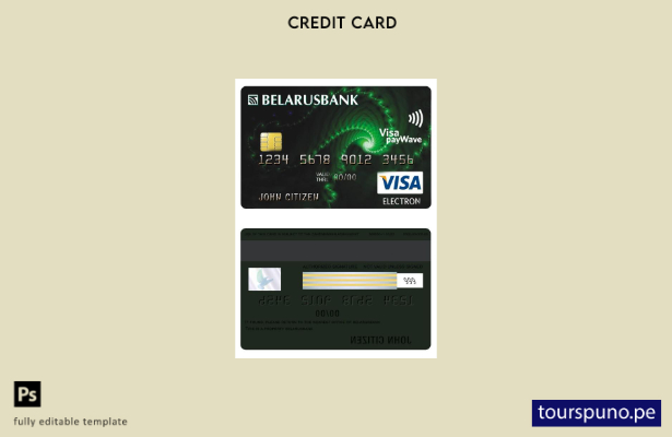 listo para imprimir plantilla de tarjeta electrónica visa bancaria de Bielorrusi